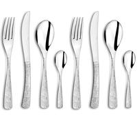 Amefa Set 24 Cubiertos INOX Ethnic, Acero Inoxidable, Gris, 3.57 cm (Paquete de 2)