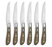 Amefa Set de 6 Cuchillos Chuleteros Achille Bois de Acero Inox | Madera, Acero Inox, 23 x 2,4 x 1,5cm