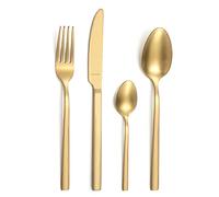 AMEFA Square Cubertería 16 piezas Inox PVD 4 personas, Dorado Champagne | Juego de cubiertos para 4 personas, acero inoxidable 18/0, acabado PVD (deposición física de vapor), color champán, lavado a