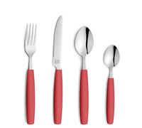 Amefa VALOA - Cubertería de 16 piezas para 4 personas, color rojo, acero inoxidable 18/0, altamente pulido, apto para lavavajillas, cuchillos, tenedores, cucharas y cucharaditas