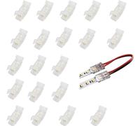 Amefil Tira de luz LED de 2 pines de 5 mm, conector COB, 20 unidades, clip inalámbrico para cable sin soldadura, adaptador de conexión de extensión para tira de luz LED monocromática de 12 V 24 V