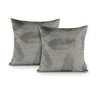 AmeliaHome 2 Fundas de Almohada de 45 x 45 cm, con Cremallera, diseño de Plumas de Pavo Real, Color Gris