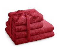 AmeliaHome Amari - Juego de Toallas (2 Toallas de Mano de 50 x 100 cm y 2 Toallas de Ducha de 70 x 140 cm, 100% algodón, Absorbente), Color Rojo Oscuro