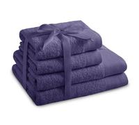 AmeliaHome Amari - Juego de toallas (2 toallas de mano de 50 x 100 cm y 2 toallas de ducha de 70 x 140 cm, 100% algodón), color morado