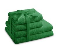 AmeliaHome Amari - Juego de Toallas (2 Toallas de Mano de 50 x 100 cm y 2 Toallas de Ducha de 70 x 140 cm, 100% algodón, Absorbente), Color Verde