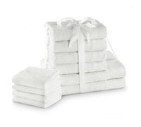 AmeliaHome Amari - Juego de Toallas (4 Toallas de Invitados, 30 x 50 cm, 4 Toallas de Mano de 50 x 100 cm y 2 Toallas de Ducha de 70 x 140 cm, 100% algodón, Absorbente), Color Blanco