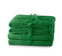AmeliaHome Amari - Juego de Toallas (4 Toallas de Mano de 50 x 100 cm y 2 Toallas de Ducha de 70 x 140 cm, 100% algodón, Absorbente), Color Verde