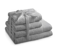 AmeliaHome Amari - Toalla de baño (100% algodón, 450 g/m², Absorbente, algodón, Acero, 2 x 70 x 140 + 2 x 50 x 100 cm)