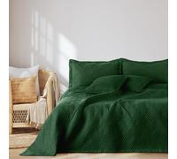 AmeliaHome Colcha (200 x 220 cm, Doble Cara, Acolchado ultrasónico, poliéster), Color Verde Oscuro