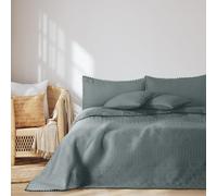 AmeliaHome Colcha con Pompones de 170 x 210 cm, Colcha Doble Cara ultrasonic Acolchado poliéster Meadore Gris