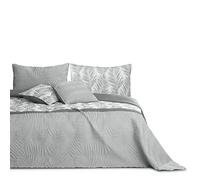 AmeliaHome Colcha cubrecama 200 x 220 cm, Doble Cara, fácil de Limpiar, Acolchada, Estampado de Plantas, Color Gris y Blanco