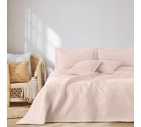 AmeliaHome Colcha de 220 x 240 cm, Funda de edredón ultrasonic de Doble Cara, Acolchado de poliéster, Color Rosa