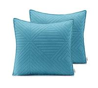 AmeliaHome Juego de 2 Fundas de Almohada de 45 x 45 cm, Color Azul y Gris