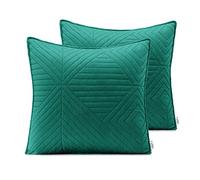 AmeliaHome Juego de 2 Fundas de cojín de 45 x 45 cm, Color Verde Claro y Verde Oscuro con Pespunte ultrasónico, poliéster, Softa