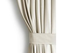AmeliaHome Juego de Cortinas de 245 x 140 cm con alzapaños de 54 x 10 cm, Aspecto de Terciopelo, Color Beige Claro, 1 Unidad de Cortina con Ojales, de Terciopelo, para decoración de Ventanas, Cortina