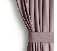 AmeliaHome Juego de Cortinas de 245 x 140 cm con alzapaños de 54 x 10 cm, Aspecto de Terciopelo, Color Beige Oscuro, 1 Unidad de Cortina con Ojales de Terciopelo, para decoración de Ventanas, Cortina