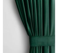 AmeliaHome Juego de Cortinas de 270 x 140 cm con alzapaños de 54 x 10 cm, Aspecto de Terciopelo, Color Verde Botella, 1 Unidad con Ojales, Terciopelo, semioscurecimiento, Cortina Decorativa