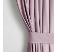 AmeliaHome Juego de Cortinas de 270 x 140 cm con alzapaños de 54 x 10 cm, Aspecto de Terciopelo Rosa pálido, 1 Unidad, Cinta Fruncida, Cinta Ondulada, Terciopelo, semioscurecimiento, decoración para