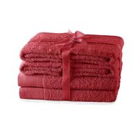 AmeliaHome - Juego de Toallas de Mano (4 Toallas de Mano de 50 x 100 cm y 2 Toallas de Ducha de 70 x 140 cm, 100% algodón, Absorbente, Color Rojo Oscuro Amari