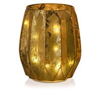AmeliaHome - Luces LED decorativas de cristal, color verde botella dorado