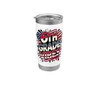 American 6TH GRADE VIBES First Day My Patriotic Teacher Crew Vaso térmico de acero inoxidable de doble pared