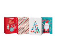 American Greetings Bolsas de regalo de Navidad medianas de 10 pulgadas, Papá Noel, adornos, rayas (4 bolsas)