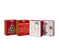 American Greetings Bolsas grandes de regalo de Navidad de 13 pulgadas, diseños tradicionales (4 bolsas)