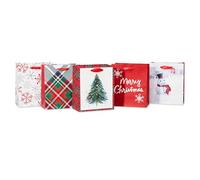 American Greetings Bolsas pequeñas de regalo de Navidad, rojo, blanco y verde (5 bolsas)