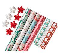 American Greetings Juego de papel de regalo de Navidad de 120 pies cuadrados, diseños de Kathy Davis (4 rollos de 30 pulgadas x 12 pies, 7 lazos, 30 etiquetas de regalo)