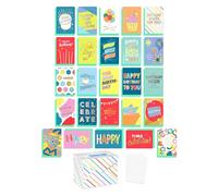 American Greetings Surtido de tarjetas de cumpleaños de 25 unidades con sobres, sellos y caja de almacenamiento (Celebrate)