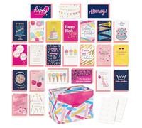 American Greetings Surtido de tarjetas de cumpleaños de 25 unidades para ella con sobres, sellos y caja de almacenamiento (feroz y fabuloso)