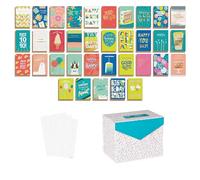 American Greetings Surtido de tarjetas de cumpleaños de 35 unidades con sobres, sellos y caja de almacenamiento (confeti)