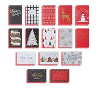 American Greetings Tarjetas de Navidad con sobres, diseños tradicionales rojos, negros, blancos y dorados (15 unidades)