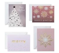 American Greetings Tarjetas de Navidad en caja con sobres, diseños rosa, dorado y plateado (20 unidades)