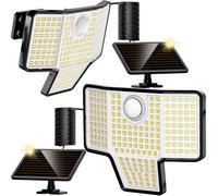 AmeriTop Lámparas Solares con Sensor de Movimiento Exterior, Pack 2 | IP65 impermeable para garaje, jardín, patio. Panel solar eficiente, sensor automático atardecer-amanecer.
