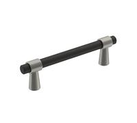 Amerock Tirador de gabinete, color negro mate/níquel satinado, 96 mm de centro a centro, fusión, paquete de 1 unidad, tirador de cajón, manija de gabinete, herrajes para gabinete