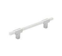Amerock | Tirador de gabinete | Cromo pulido/blanco | 5-1/16 pulgadas (128 mm) de centro a centro | Urbanite | 1 paquete | Tirador de cajón | Asa de cajón | Herrajes para gabinete