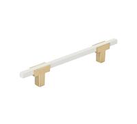 Amerock | Tirador de gabinete | Oro cepillado/blanco | 5-1/16 pulgadas (128 mm) de centro a centro | Urbanite | 1 paquete | Tirador de cajón | Asa de cajón | Herrajes para gabinete