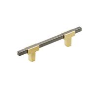 Amerock | Tirador de gabinete | Oro cepillado/cromo negro | 3-3/4 pulgadas (96 mm) de centro a centro | Urbanite | 1 paquete | Tirador de cajón | Asa de cajón | Herrajes para gabinete