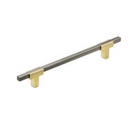 Amerock | Tirador de gabinete | Oro cepillado/cromo negro | 6-5/16 pulgadas (160 mm) de centro a centro | Urbanite | 1 paquete | Tirador de cajón | Asa de cajón | Herrajes para gabinete