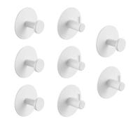 Amexo 8 Piezas Ganchos Adhesivos para Pared, Acero Inoxidable Ganchos Toallero Baño Blanco, Colgador Adhesivo Fuerte Impermeable, Percheros Sin Taladro para Cocina, Baño, Dormitorio y Oficina