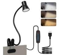 AMFUN 18 LED Lámpara de Escritorio con Pinza, Lámpara de Lectura LED, Lampara Lectura Pinza, 3 Modos 10 Brillos, para Estudiar, Trabajar, Leer