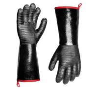 AMFUN 45 CM Guantes Barbacoa, Guantes de Barbacoa Resistentes al Calor, Guantes de Cocina de Neopreno, Impermeables, a Prueba de Aceite para Parrilla, Hornear (Negro)