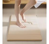 AMFUN Alfombra Baño, Alfombrilla de baño, Beige Raya 50 * 80CM Absorbente Alfombras Ducha, Antideslizante, Espuma Viscoelástica, Lavable a Máquina, para Bañera,Ducha y Baño