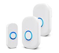 AMFUN Timbre Inalámbrico, Blanco Enchufable Timbre, Timbre Inalámbrico Exterior, 32 Melodías Ajustables, 4 Niveles de Volumen, Doorbell Indicador LED, para El Hogar Oficina, Hotel, Emergencia