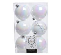 Amicasa Set Bolas Árbol De Navidad 6 Piezas 8 Cm Plástico White Iris