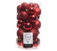 Amicasa Set De Bolas Para Árbol De Navidad 30 Piezas Plástico Rojo