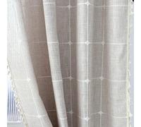 Amidoudou 1 par de Cortinas Bohemias de Lino y algodón con borlas, Cortinas semiopacas para Dormitorio o Sala de Estar (Beige, 2 Unidades de 54 Pulgadas de Ancho x 84 Pulgadas de Profundidad)