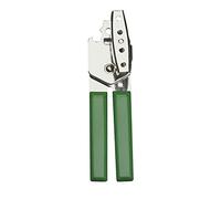 Amig - Abrelatas de Tenaza con Rueda - Abridor Manual para Latas de Conservas o Botes de Alimentos de Acero - Abrebotes de Fácil Manejo - Color plata con mango verde
