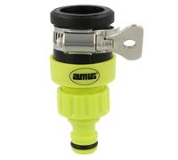 Amig - Adaptador de manguera universal para grifos exteriores - Sistema de fijación con tornillo de mariposa de acero inoxidable - Para grifos redondos habituales - ABS verde pistacho - Mod. R04